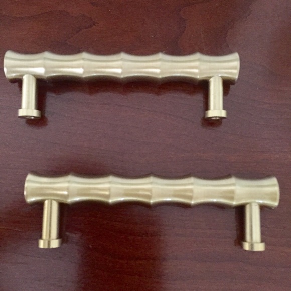 Shiny gold faux bamboo drawer pulls - Picture 2 of 4